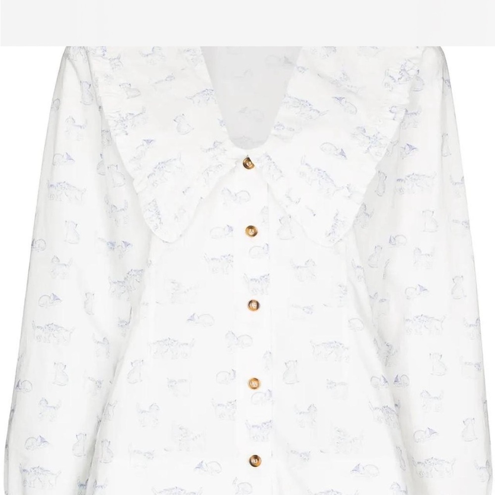 Ganni cat print Blouse